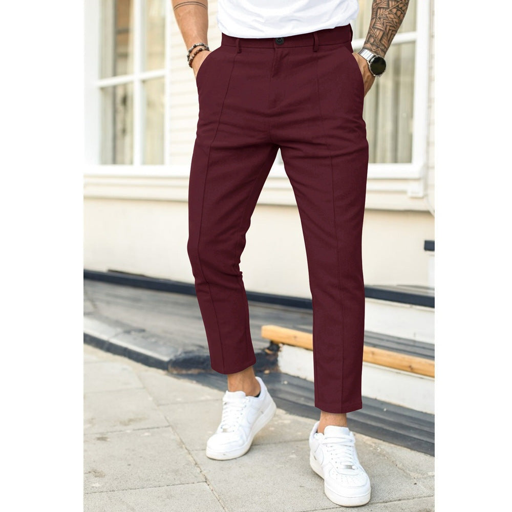Pantalón Chino Recto Tobillero de Oficina para Hombre