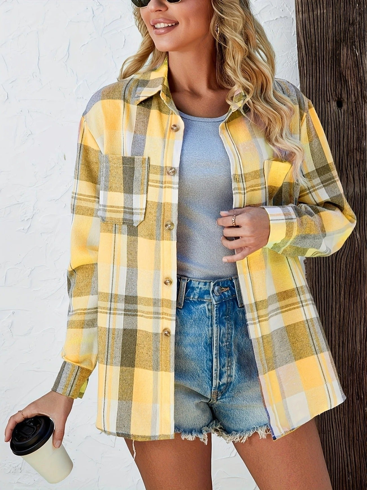 Cuadro Nórdico | Camisa de Cuadros de Manga Larga Mujer Oversized