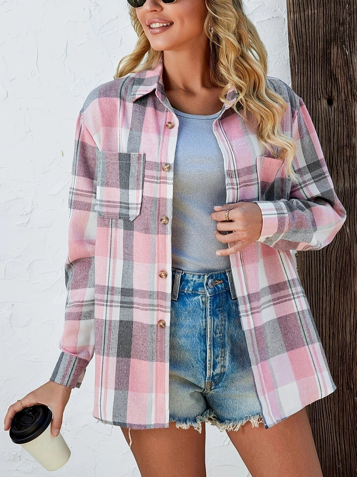 Cuadro Nórdico | Camisa de Cuadros de Manga Larga Mujer Oversized