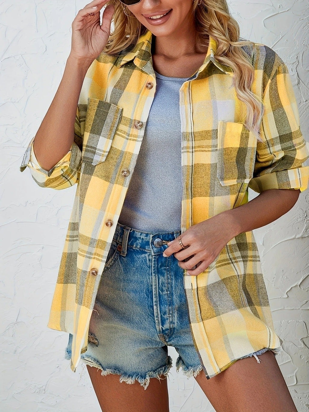 Cuadro Nórdico | Camisa de Cuadros de Manga Larga Mujer Oversized