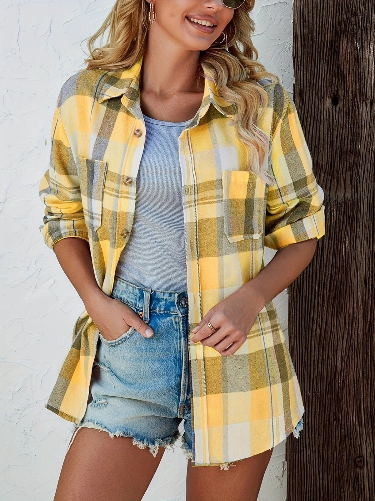 Cuadro Nórdico | Camisa de Cuadros de Manga Larga Mujer Oversized