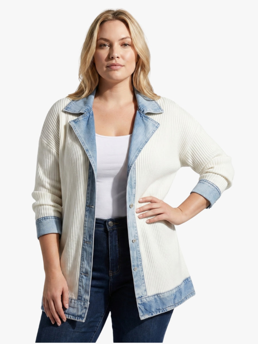 Chaqueta de Punto Vaquera Manga Larga para Mujer