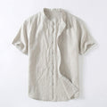 Mao Corto | Camisa de Lino de Manga Corta Hombre Cuello Mao