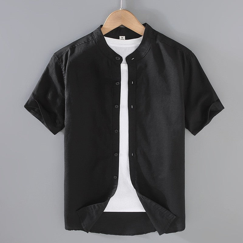 Mao Corto | Camisa de Lino de Manga Corta Hombre Cuello Mao