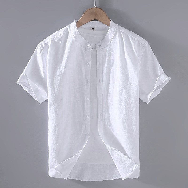 Mao Corto | Camisa de Lino de Manga Corta Hombre Cuello Mao