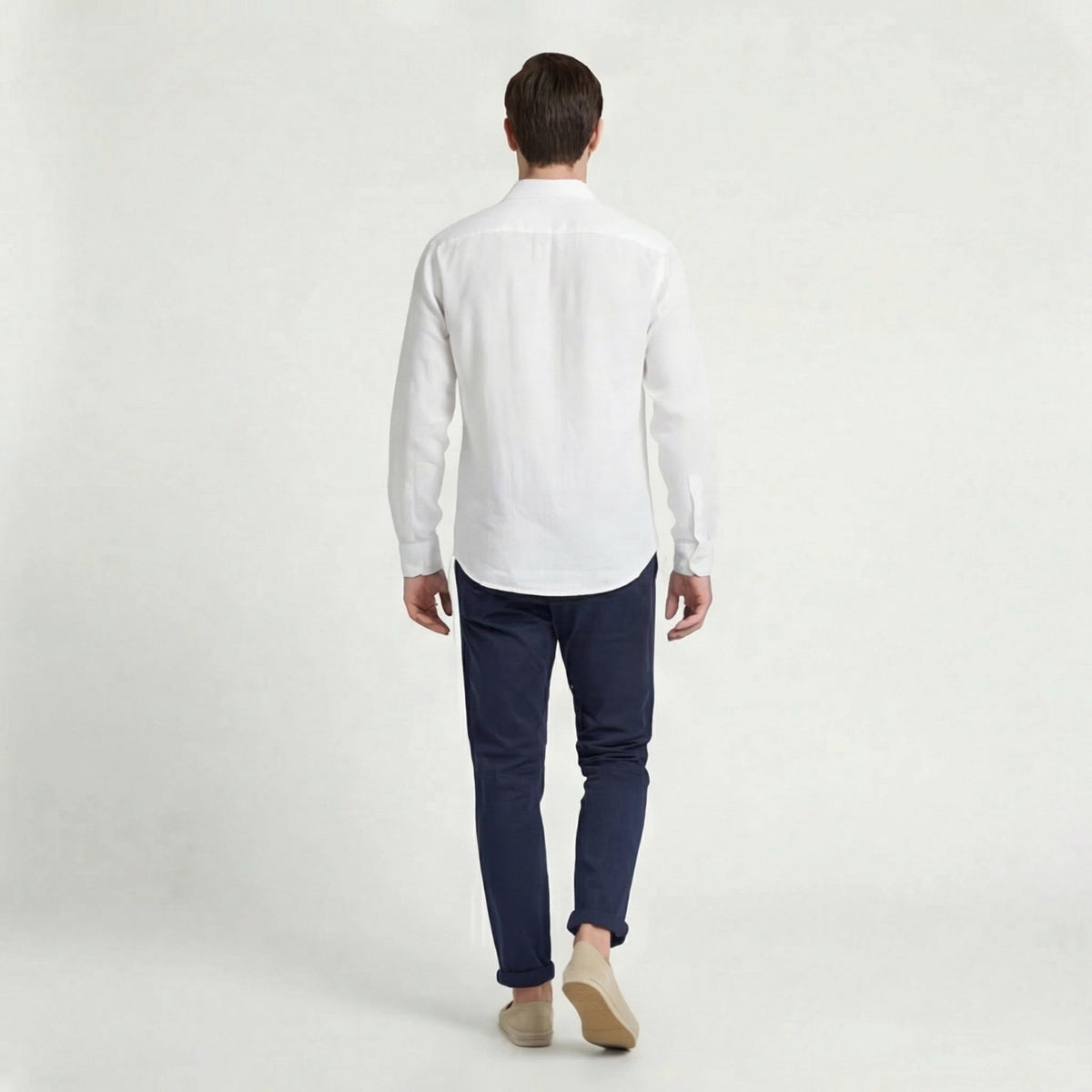 Bolsillo Pecho | Camisa de Lino Manga Larga Hombre Bolsillo Pecho
