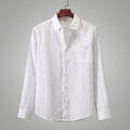 Bolsillo Pecho | Camisa de Lino Manga Larga Hombre Bolsillo Pecho