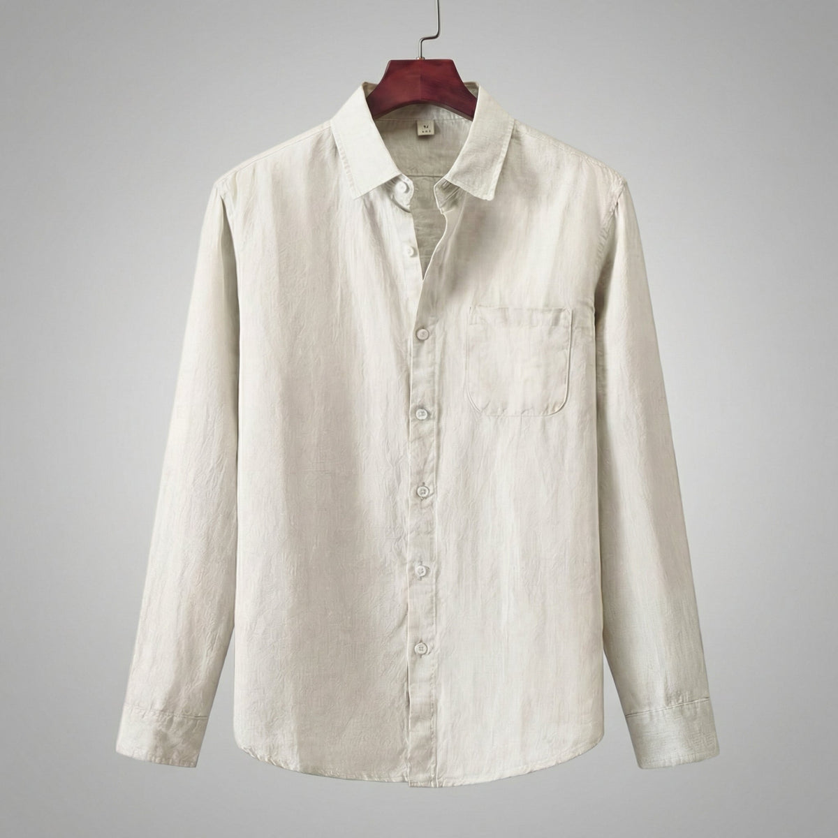 Bolsillo Pecho | Camisa de Lino Manga Larga Hombre Bolsillo Pecho