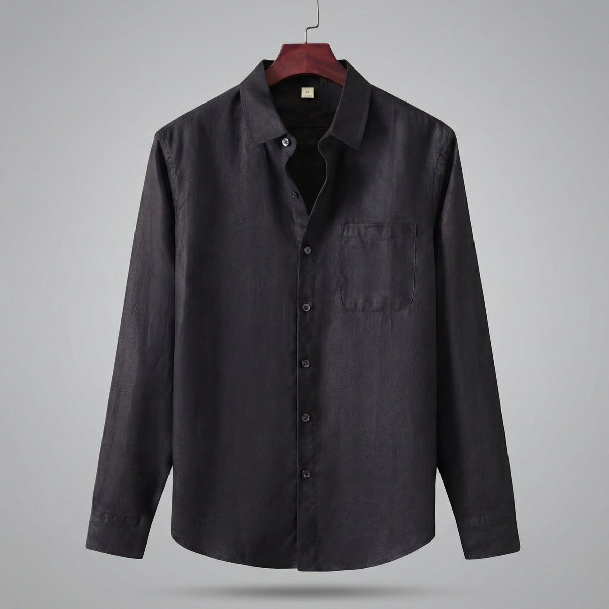 Bolsillo Pecho | Camisa de Lino Manga Larga Hombre Bolsillo Pecho