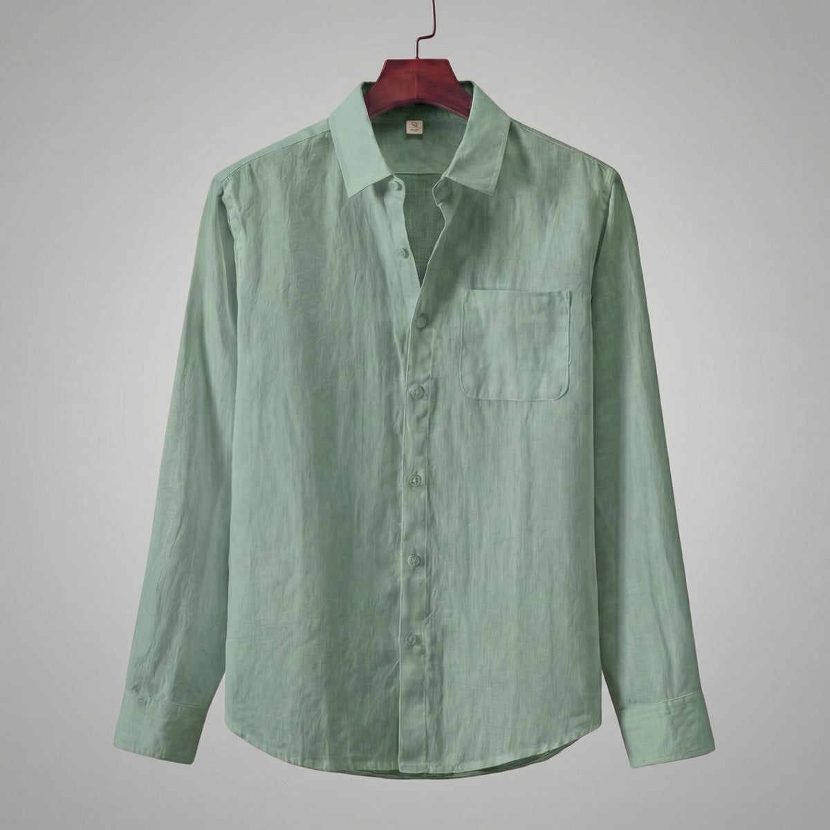 Bolsillo Pecho | Camisa de Lino Manga Larga Hombre Bolsillo Pecho