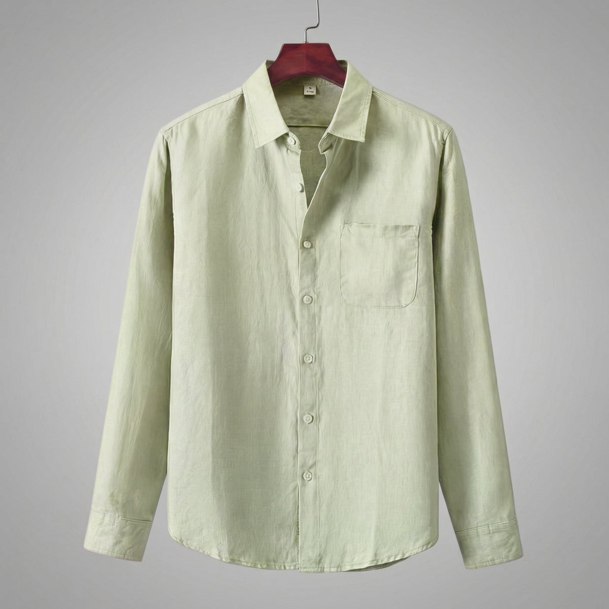 Bolsillo Pecho | Camisa de Lino Manga Larga Hombre Bolsillo Pecho