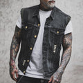 Adrián | Chaleco Vaquero Biker Hombre Botones Dorados