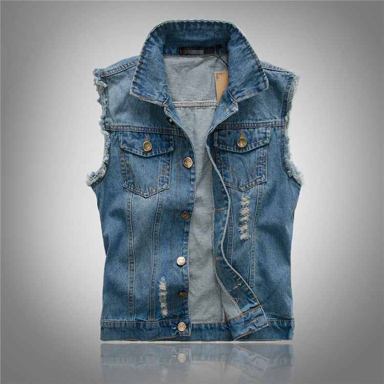 Adrián | Chaleco Vaquero Biker Hombre Botones Dorados