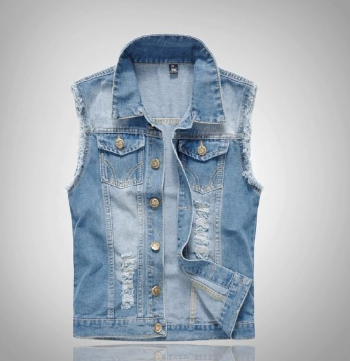 Adrián | Chaleco Vaquero Biker Hombre Botones Dorados