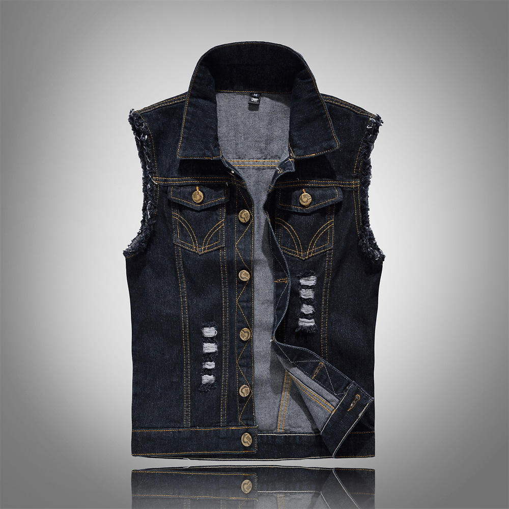 Adrián | Chaleco Vaquero Biker Hombre Botones Dorados