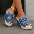 Sandalias de Cuña de Denim con Plataforma para Mujer