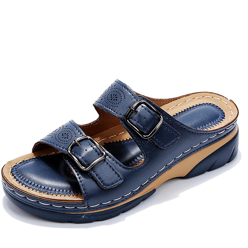 Sandalias de Cuña con Hebillas Dobles para Mujer