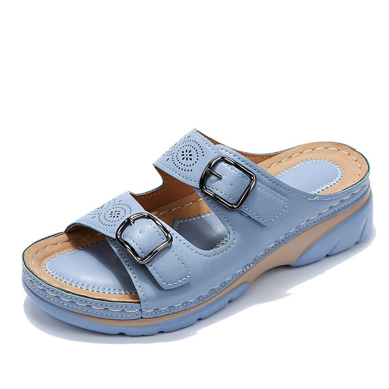 Sandalias de Cuña con Hebillas Dobles para Mujer