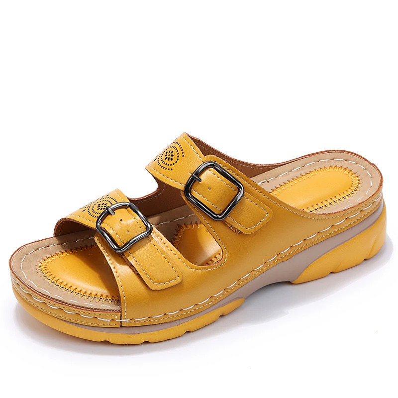 Sandalias de Cuña con Hebillas Dobles para Mujer