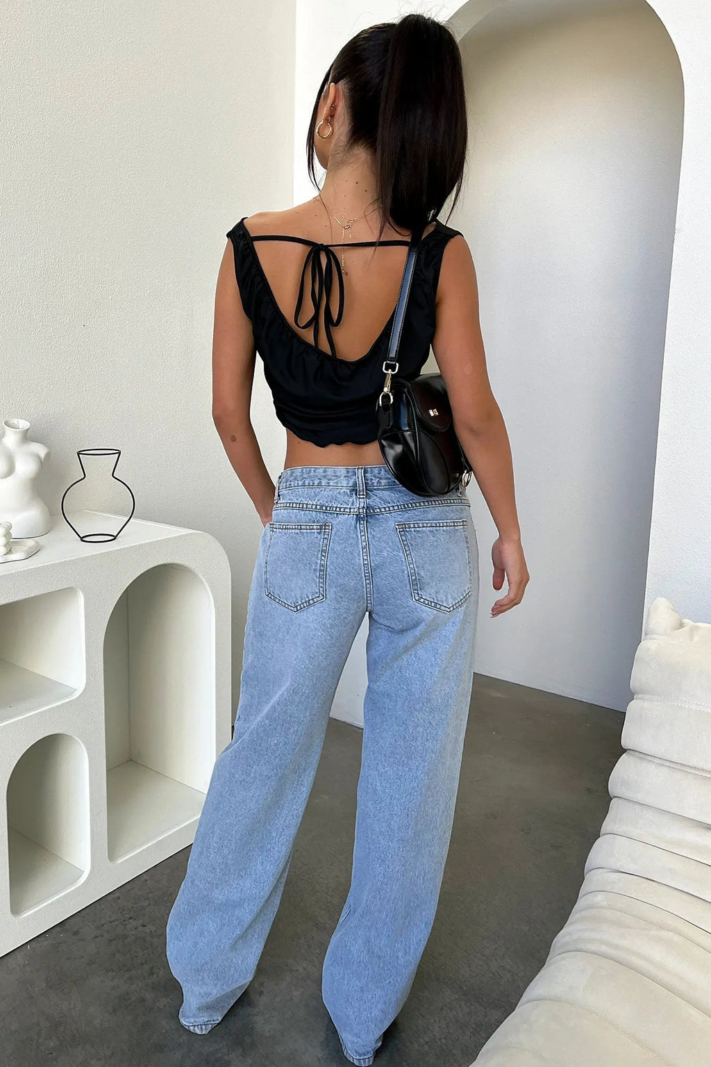 Naia Mujer Pantalones Vaqueros Anchos de Cintura Baja Pierna Recta