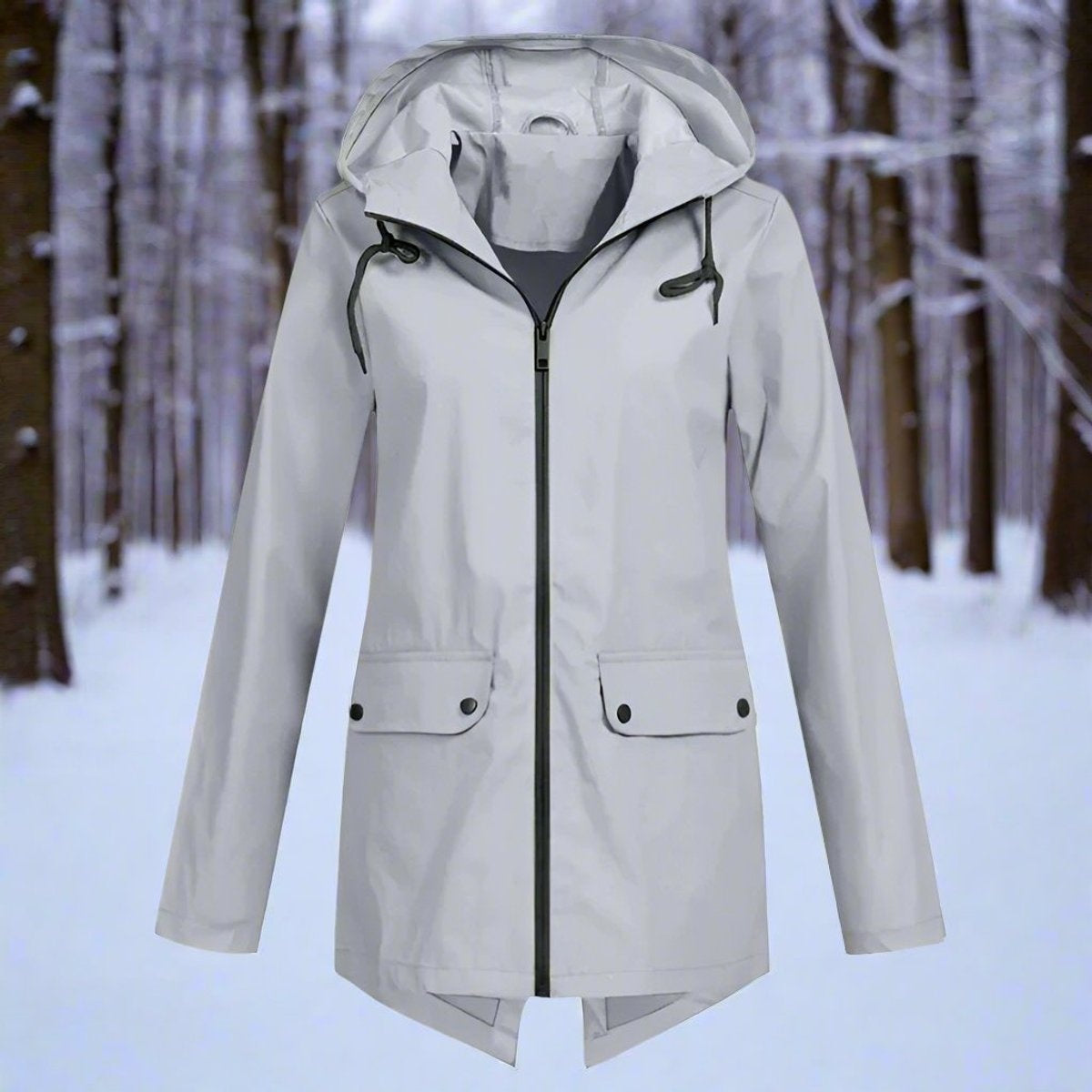 Parka Impermeable con Capucha para Mujer