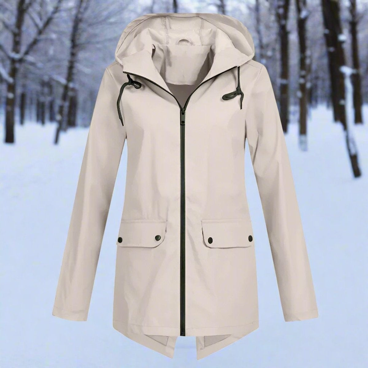 Parka Impermeable con Capucha para Mujer