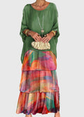 Vestido Largo de Invitada con Falda de Volantes Estampada