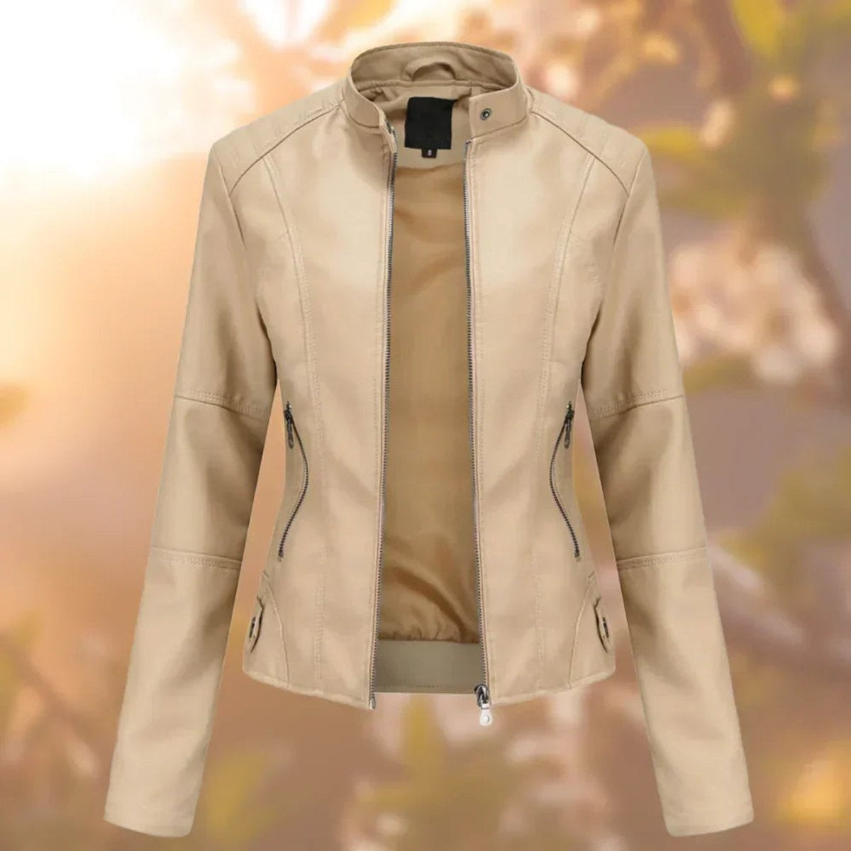 Chaqueta Motera de Polipiel Slim Fit para Mujer