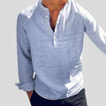 Henley Lino | Camisa de Lino de Manga Larga Hombre Escote Henley