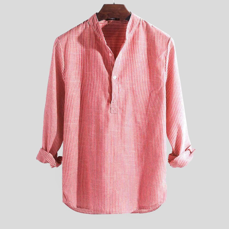 Henley Lino | Camisa de Lino de Manga Larga Hombre Escote Henley