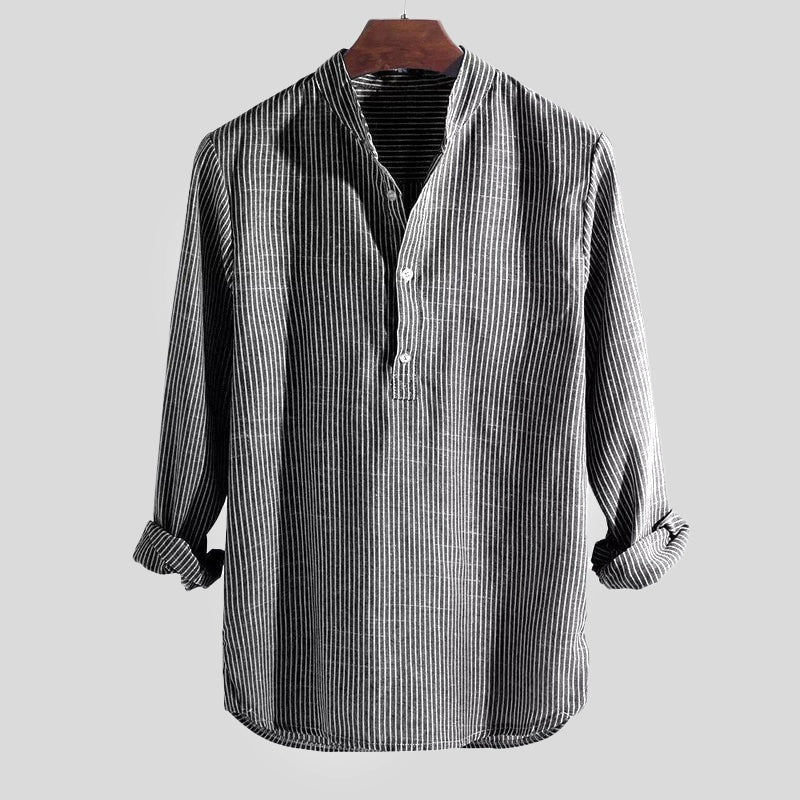 Henley Lino | Camisa de Lino de Manga Larga Hombre Escote Henley