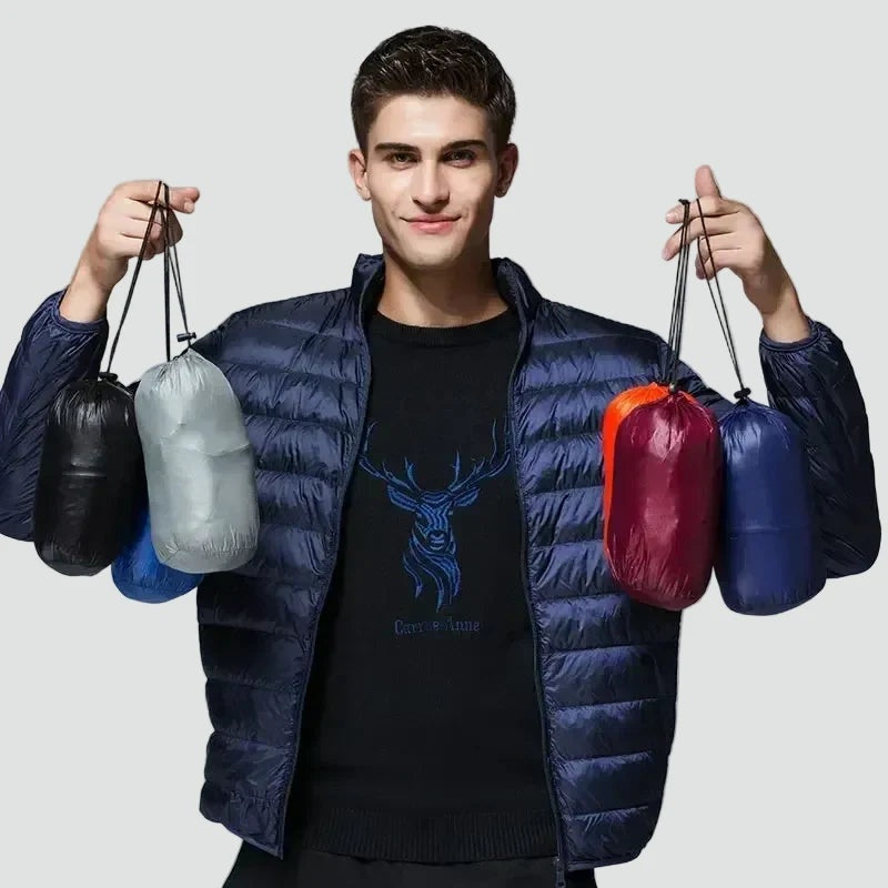 Chaqueta de Plumas Ligera Ultraligera y Compacta para Hombre