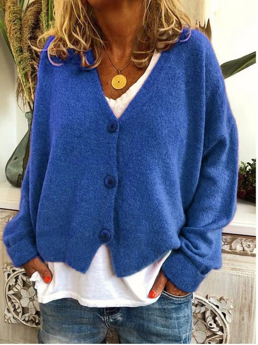 Claudia | Cárdigan Oversize de Punto Mujer Escote V Botones