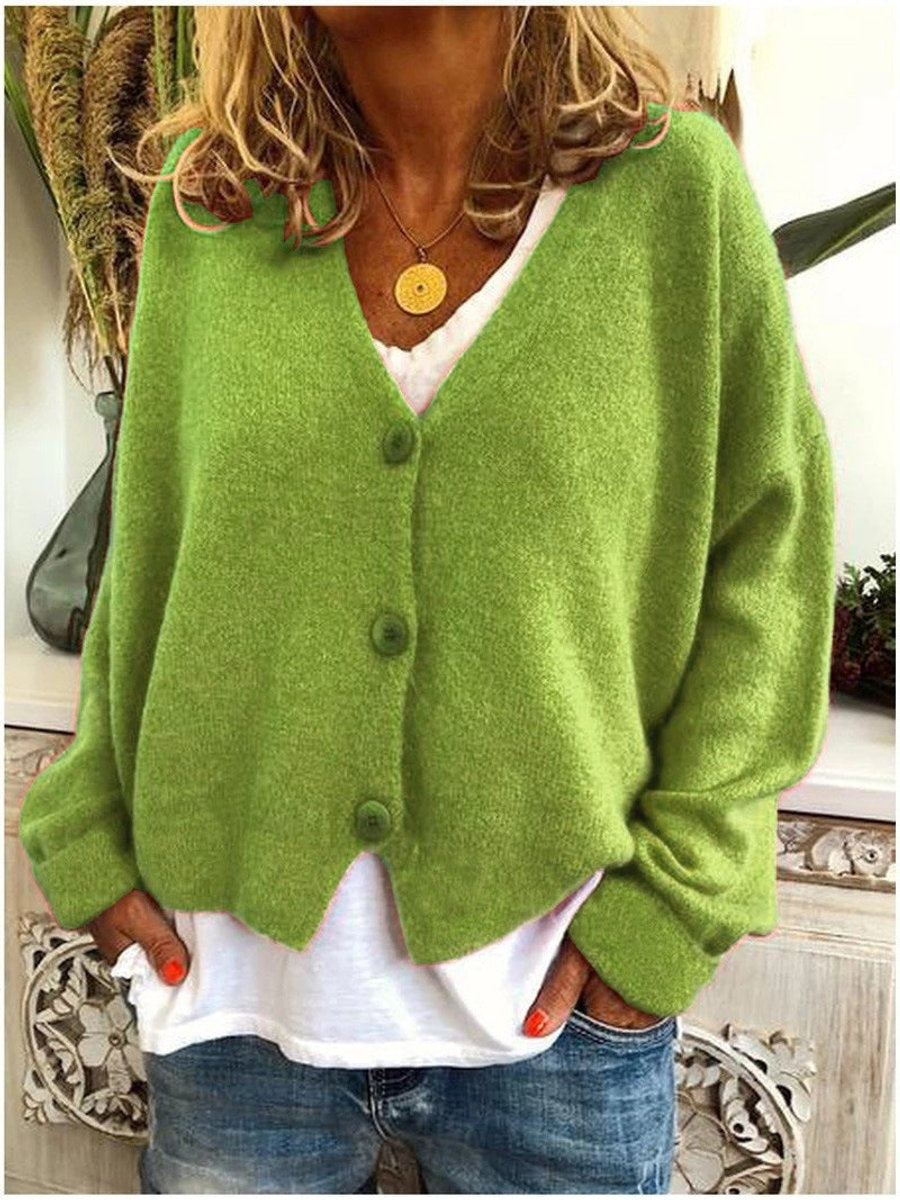 Claudia | Cárdigan Oversize de Punto Mujer Escote V Botones