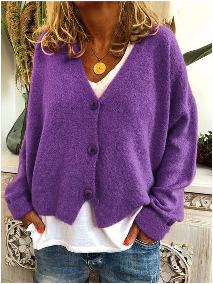 Claudia | Cárdigan Oversize de Punto Mujer Escote V Botones
