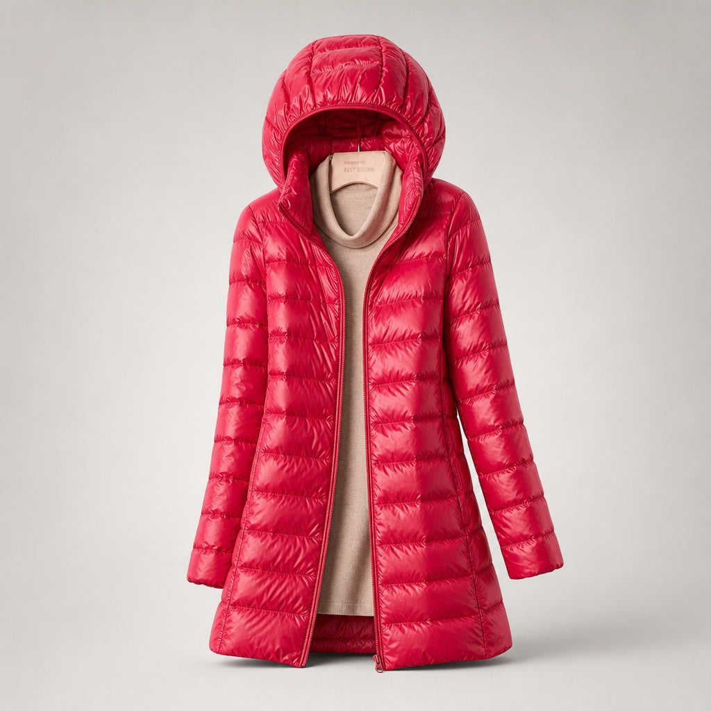 Chaqueta de Plumas Larga con Capucha para Mujer