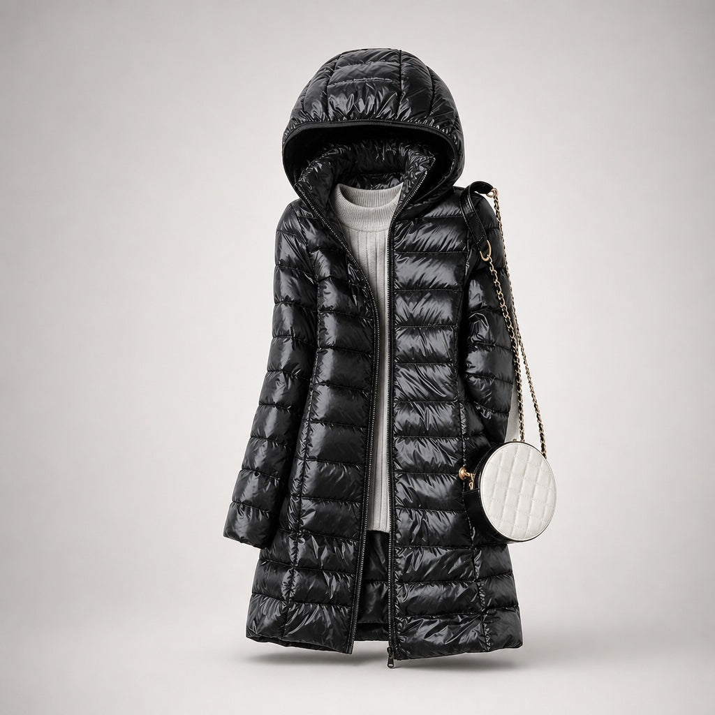 Chaqueta de Plumas Larga con Capucha para Mujer