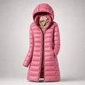 Chaqueta de Plumas Larga con Capucha para Mujer