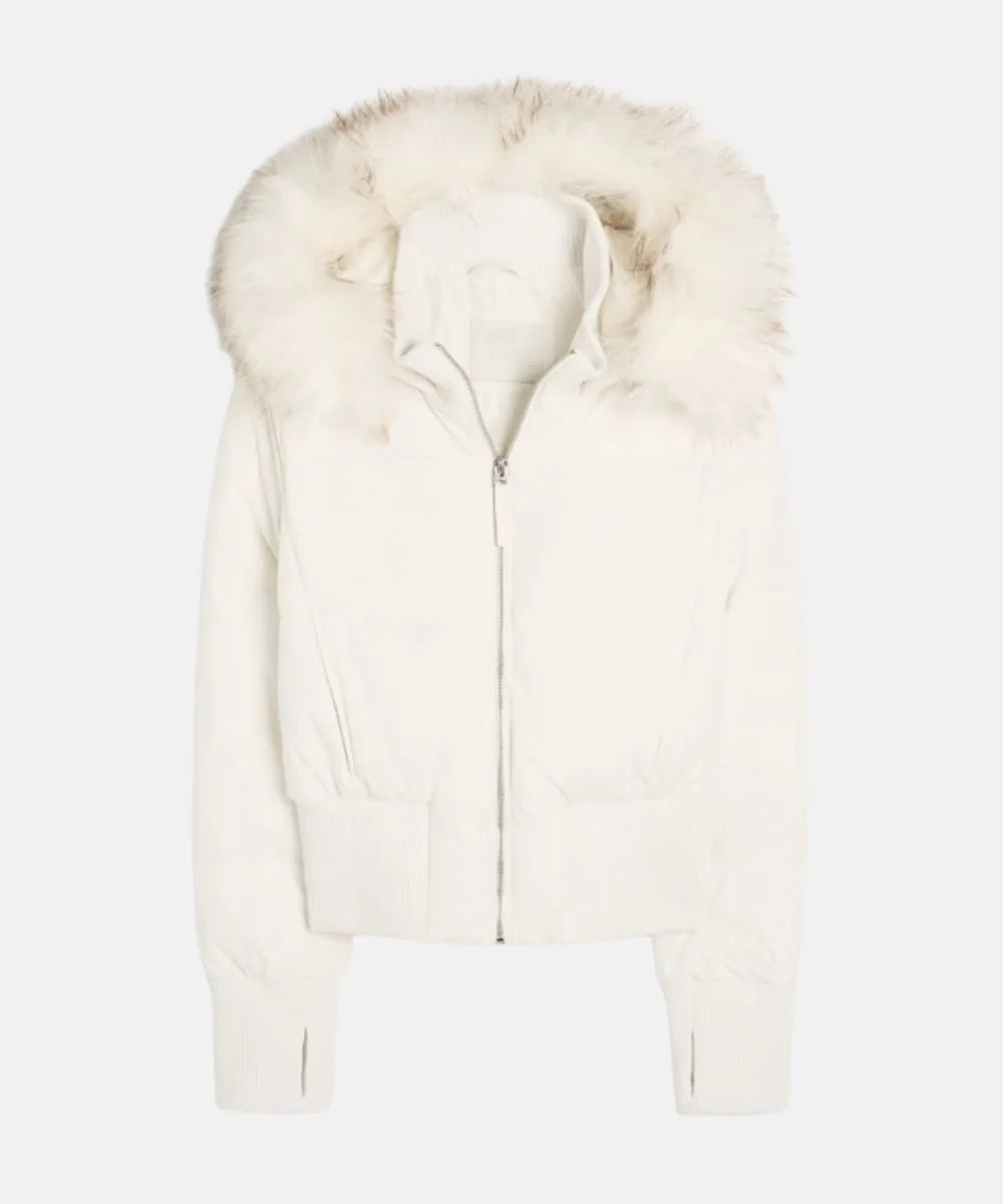 Chaqueta de Plumas con Capucha de Piel Sintética para Mujer