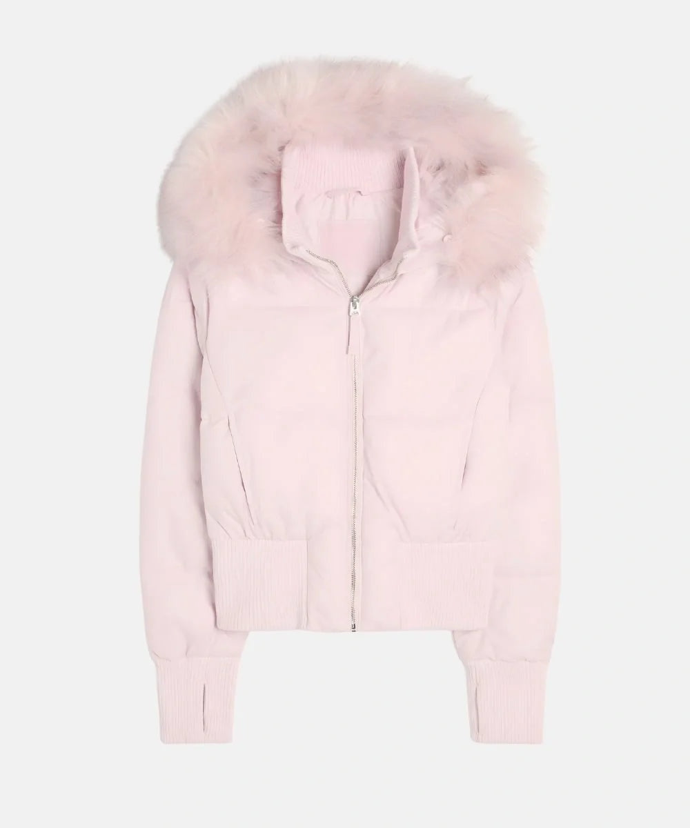 Chaqueta de Plumas con Capucha de Piel Sintética para Mujer