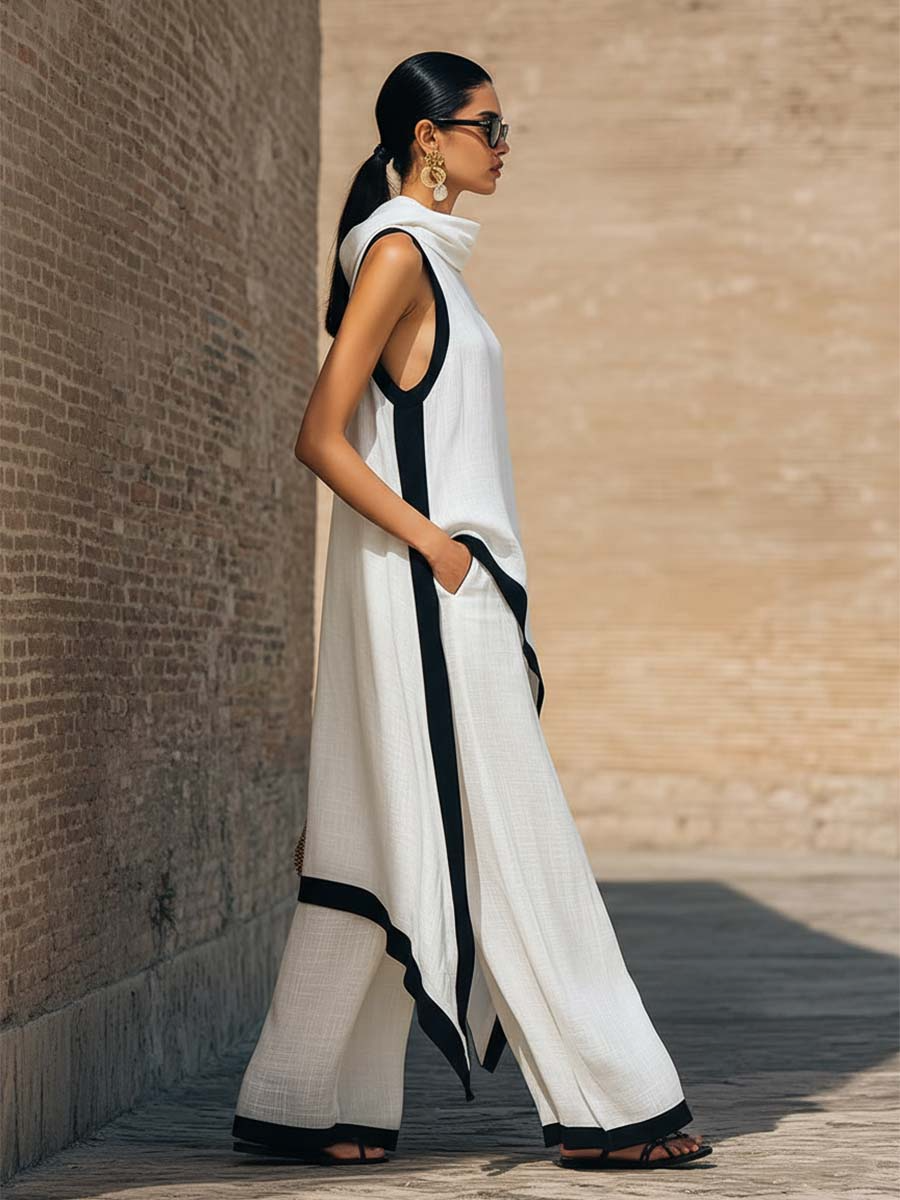 Carla | Conjunto Dos Piezas Algodón y Lino Blanco Mujer
