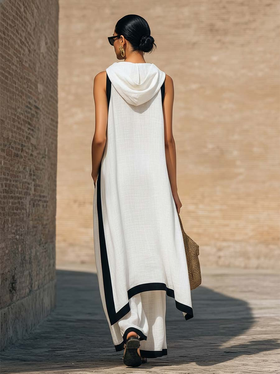 Carla | Conjunto Dos Piezas Algodón y Lino Blanco Mujer