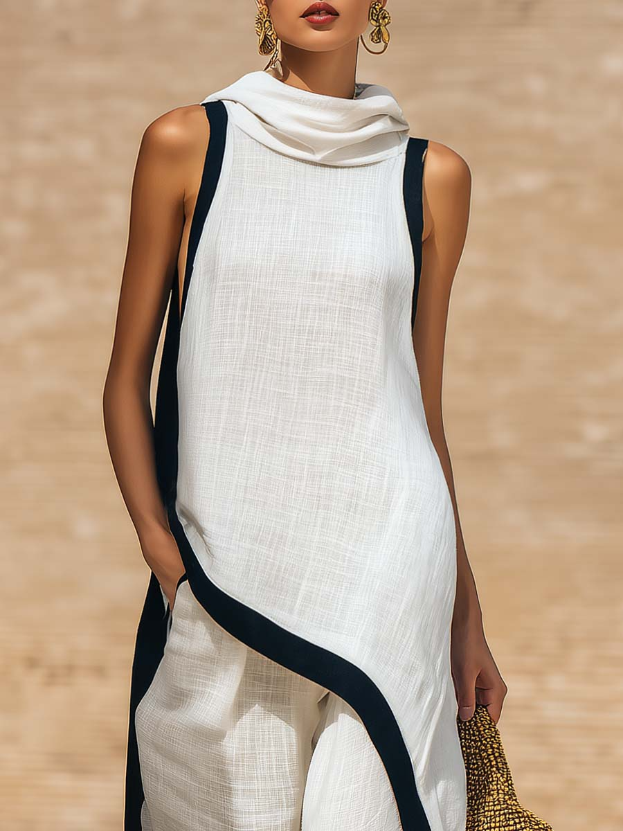 Carla | Conjunto Dos Piezas Algodón y Lino Blanco Mujer
