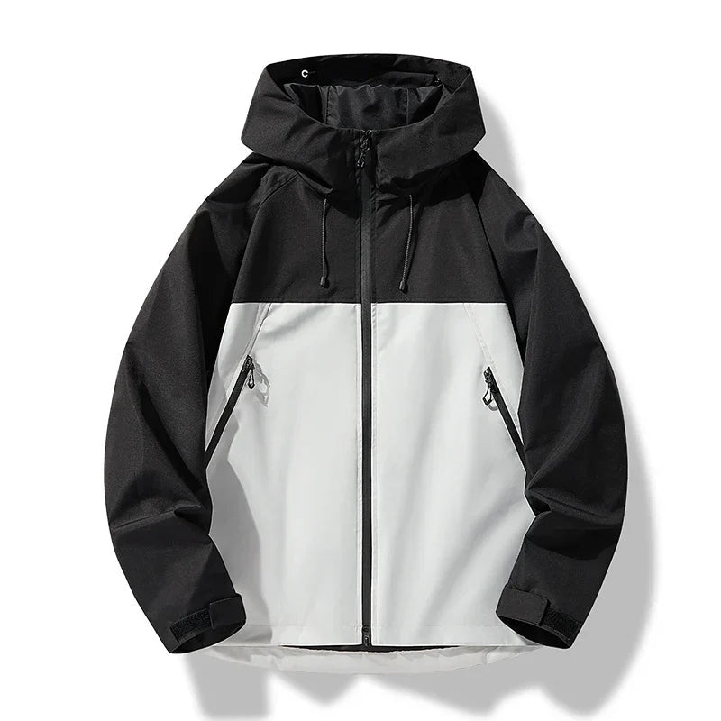 Chaqueta Cortavientos Impermeable con Capucha para Hombre