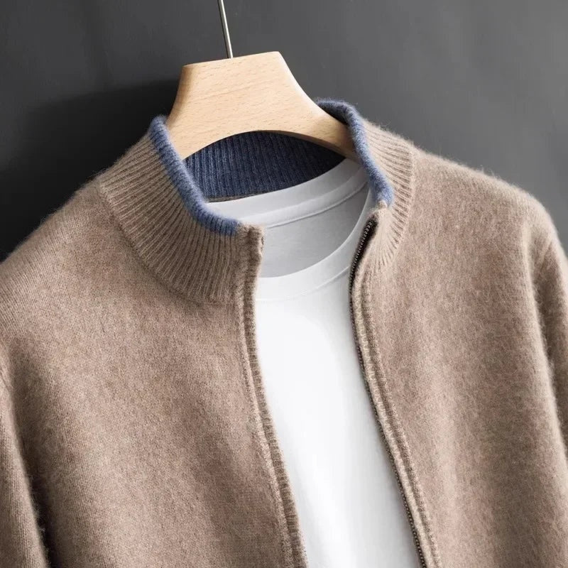 Jersey de Punto con Cremallera y Cuello Acanalado para Hombre