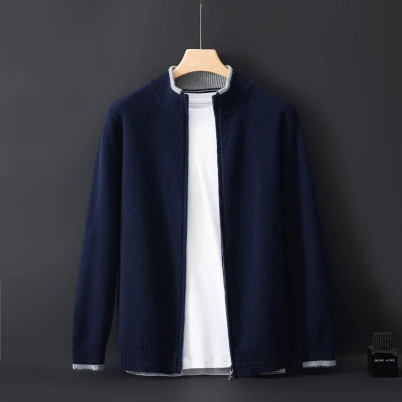 Jersey de Punto con Cremallera y Cuello Acanalado para Hombre