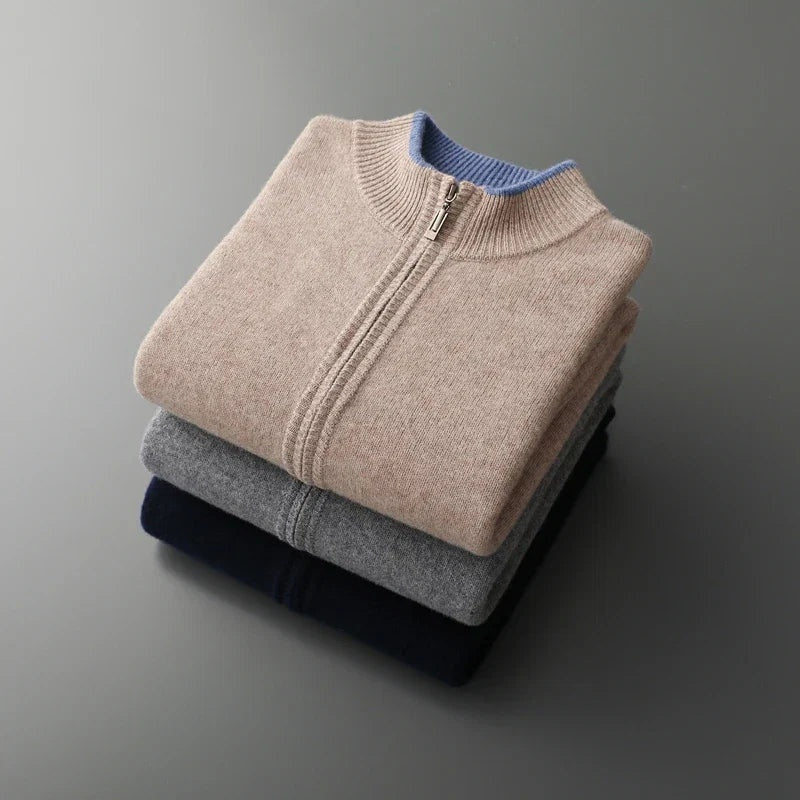 Jersey de Punto con Cremallera y Cuello Acanalado para Hombre