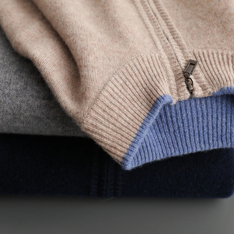 Jersey de Punto con Cremallera y Cuello Acanalado para Hombre