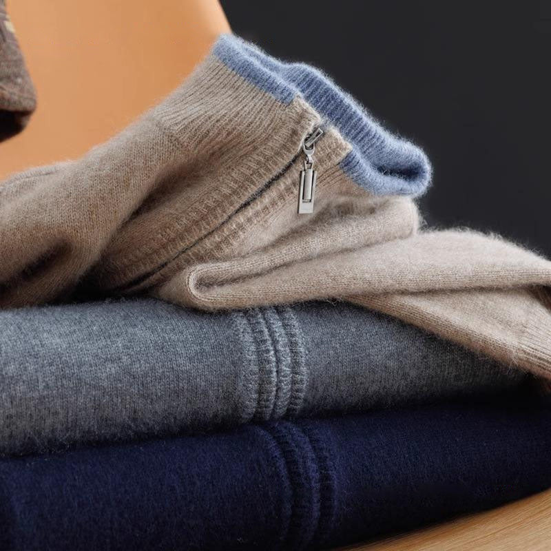 Jersey de Punto con Cremallera y Cuello Acanalado para Hombre