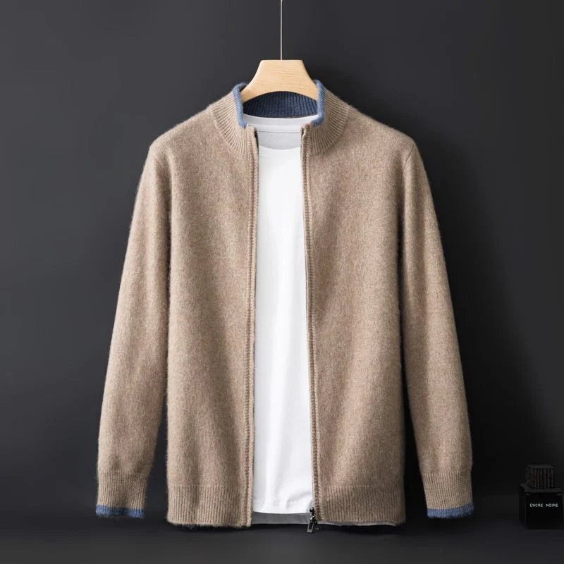 Jersey de Punto con Cremallera y Cuello Acanalado para Hombre
